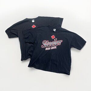 Lot x2 VTG Steeler beer Lager Canada Promo T-shirt Black XL Collector Beer Read